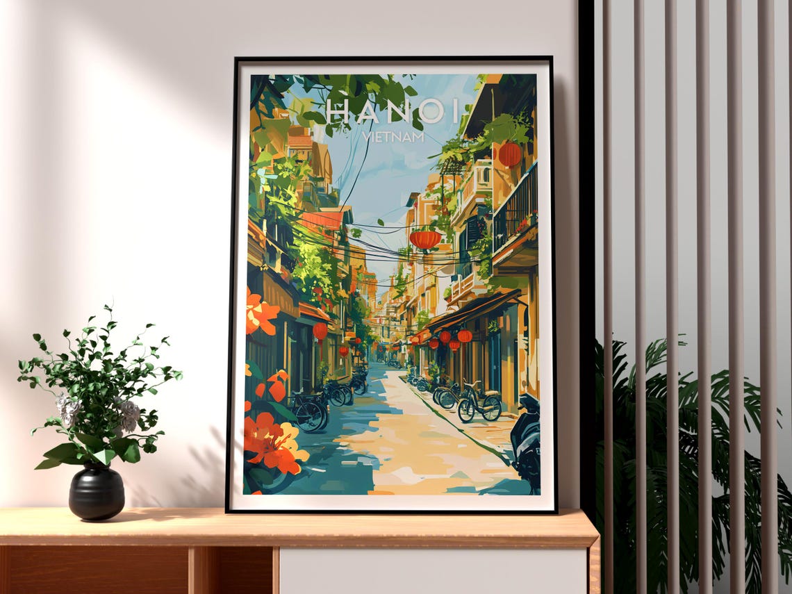 Hanoi Print Vietnam Wall Art Poster Travel Backpacking North Old Quarter