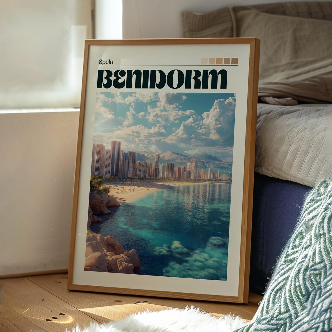 Benidorm Spain Beachfront Skyline Sea View Coast Travel Poster - Image 3