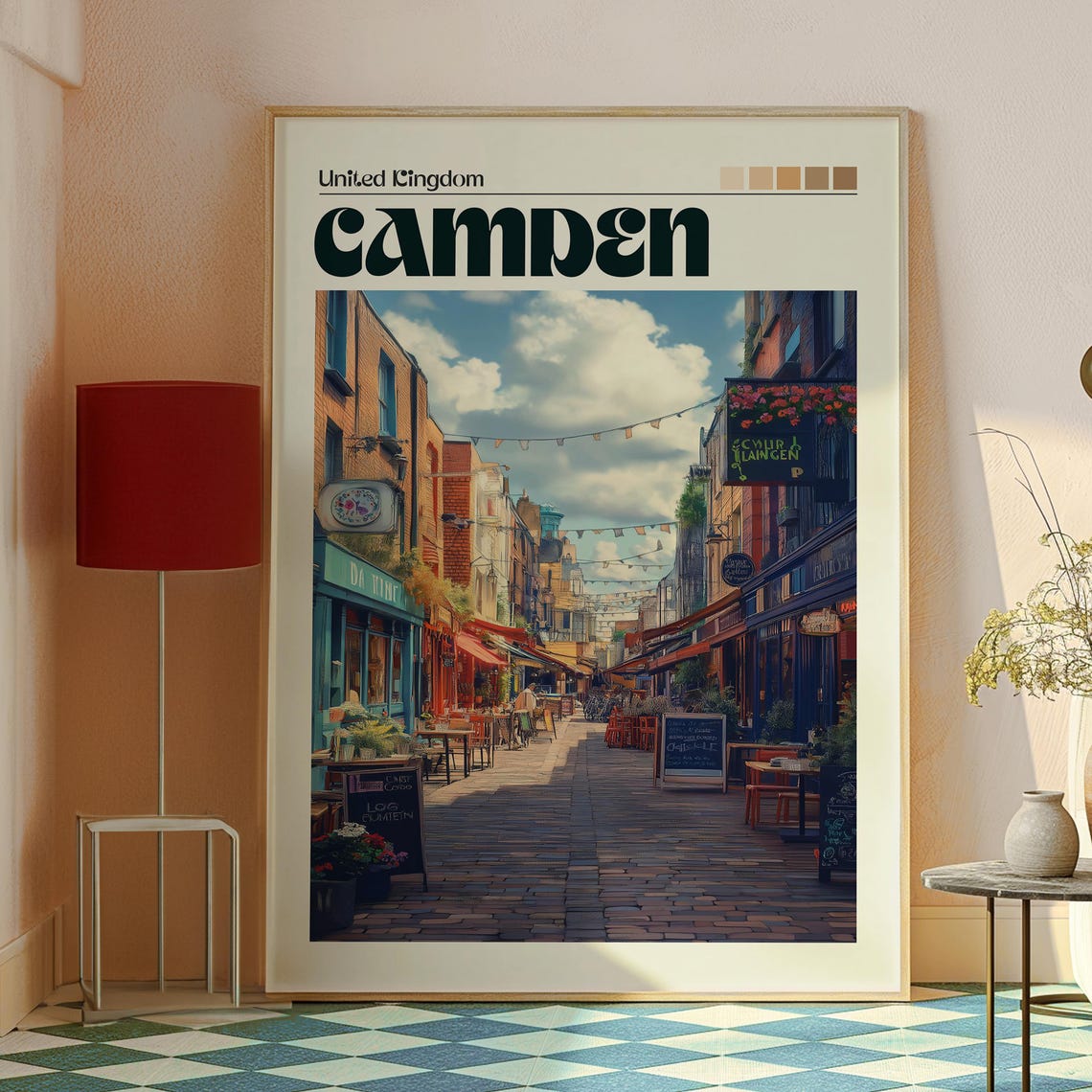 Camden London Market Street Cobblestone Vintage Travel Poster - Image 2