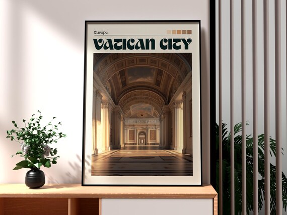 Vatican City Europe Grand Vaulted Hall Columns Coffered Art Poster