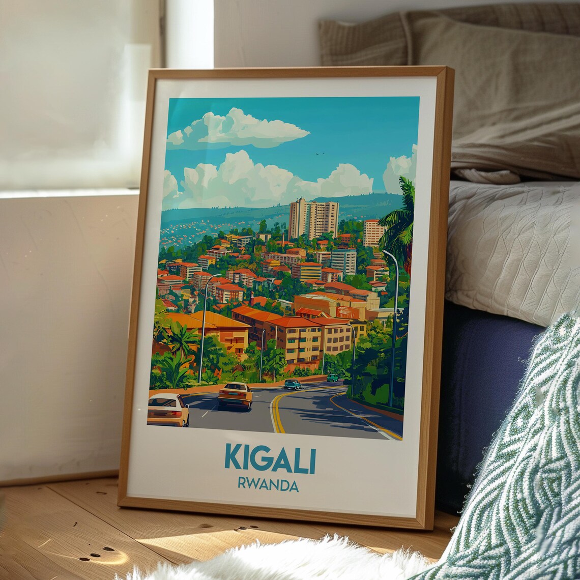 Kigali Rwanda City Skyline Hills Urban Street Vintage Travel Poster - Image 3