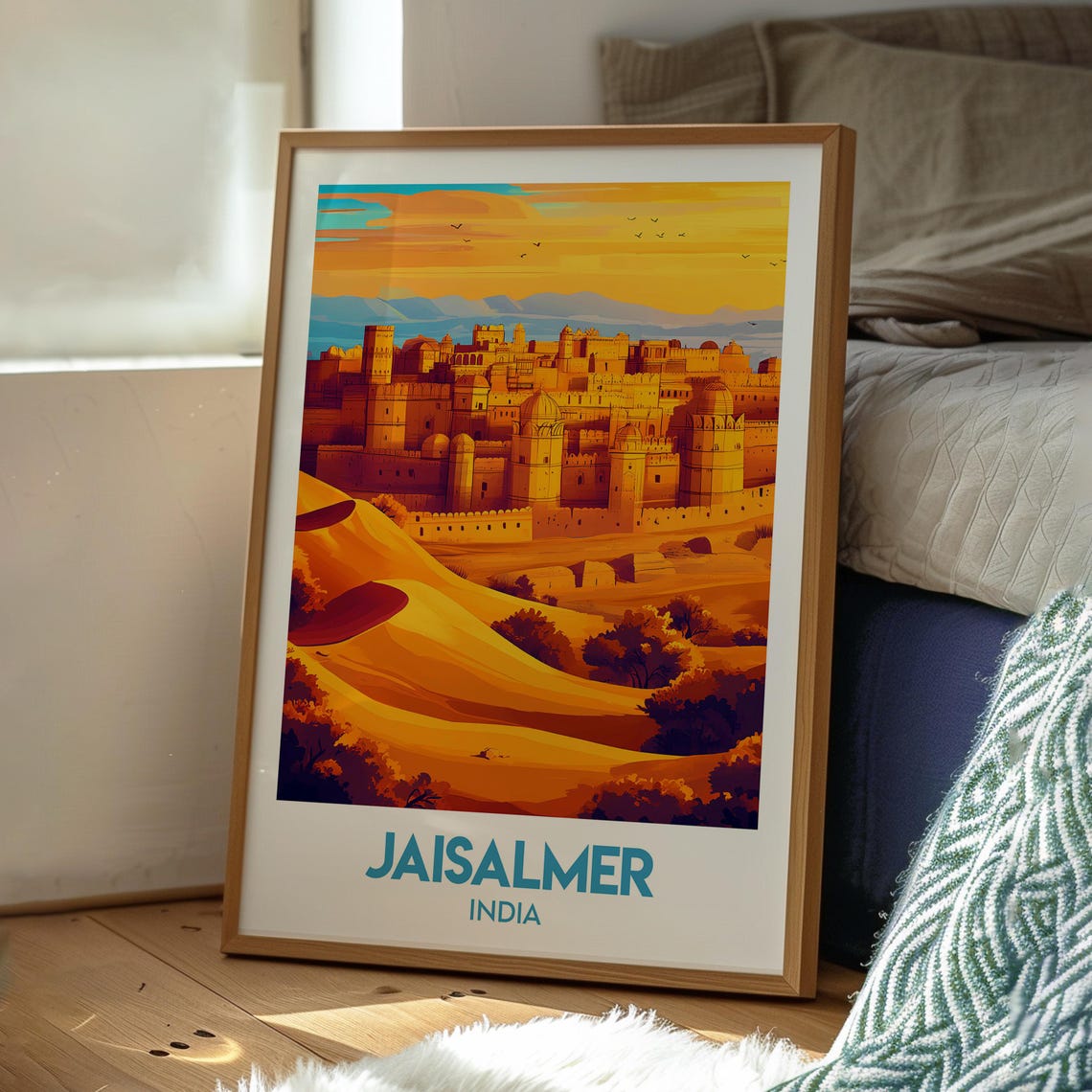 Jaisalmer India Golden Desert Fort Sunset Vintage Travel Art Poster - Image 3