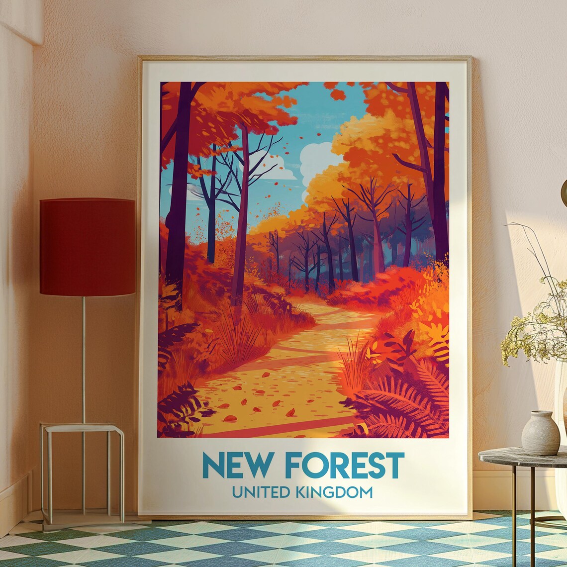 New Forest United Kingdom Autumn Woodland Path Foliage Poster - Image 2