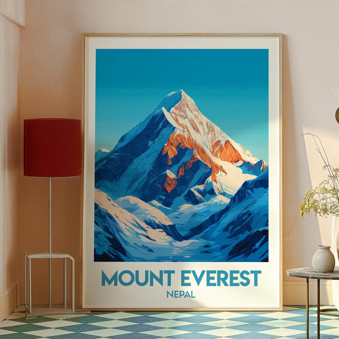 Mount Everest Nepal Snow Capped Peak Sunrise Retro Travel Poster - Image 2