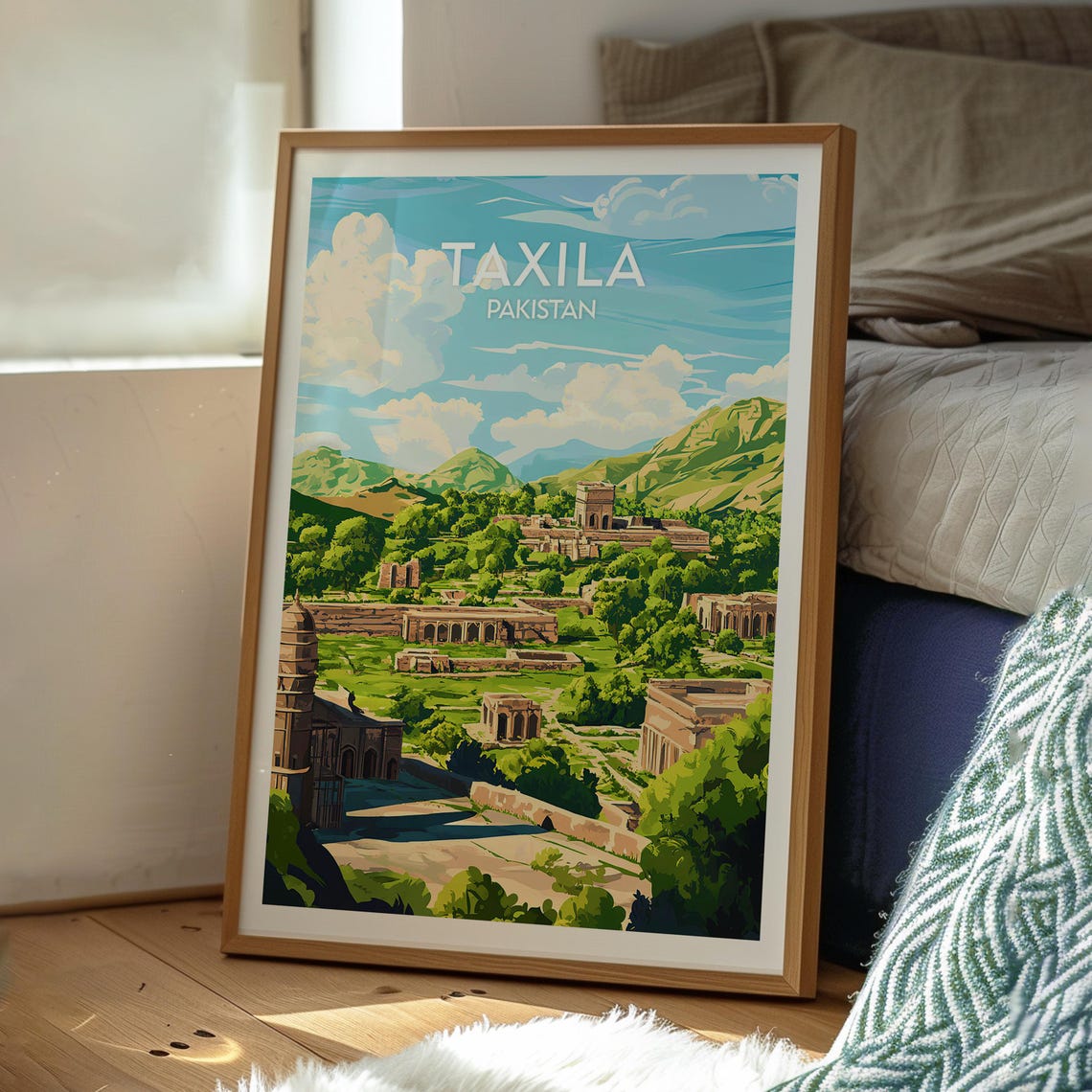 Taxila Pakistan Ancient Buddhist Ruins Monastery Vintage Travel Poster - Image 3