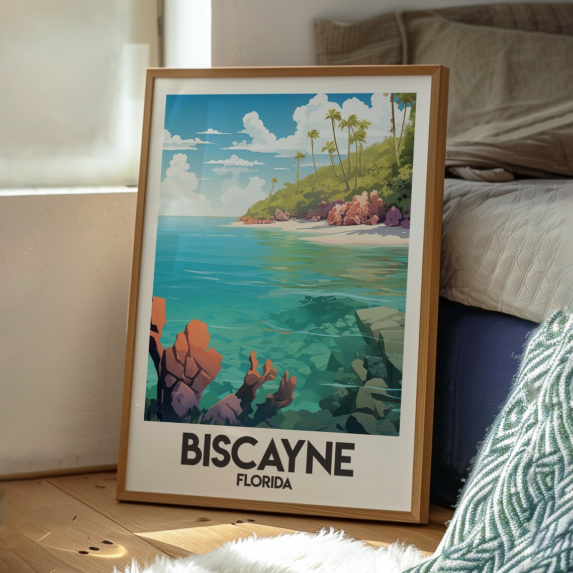 Biscayne Florida Coral Bay And Palm Coast Vintage Travel Poster - Image 3