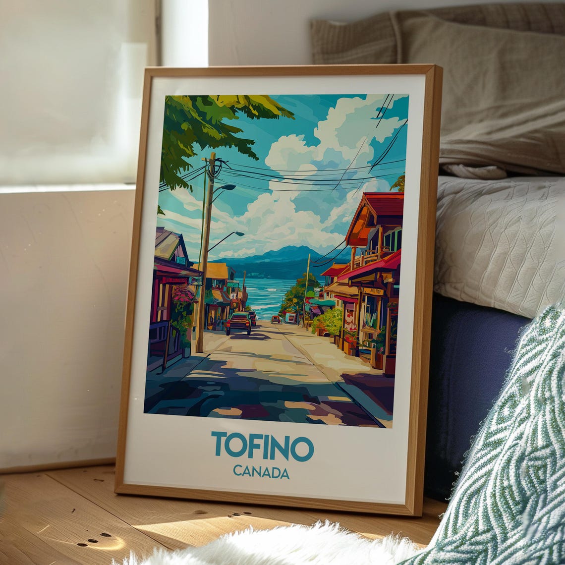 Tofino Canada Coastal Town Street Ocean View Surf Travel Poster - Image 3