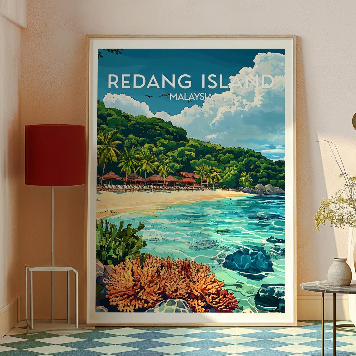 Redang Island Malaysia Coral Reef Tropical Beach Travel Poster - Image 2