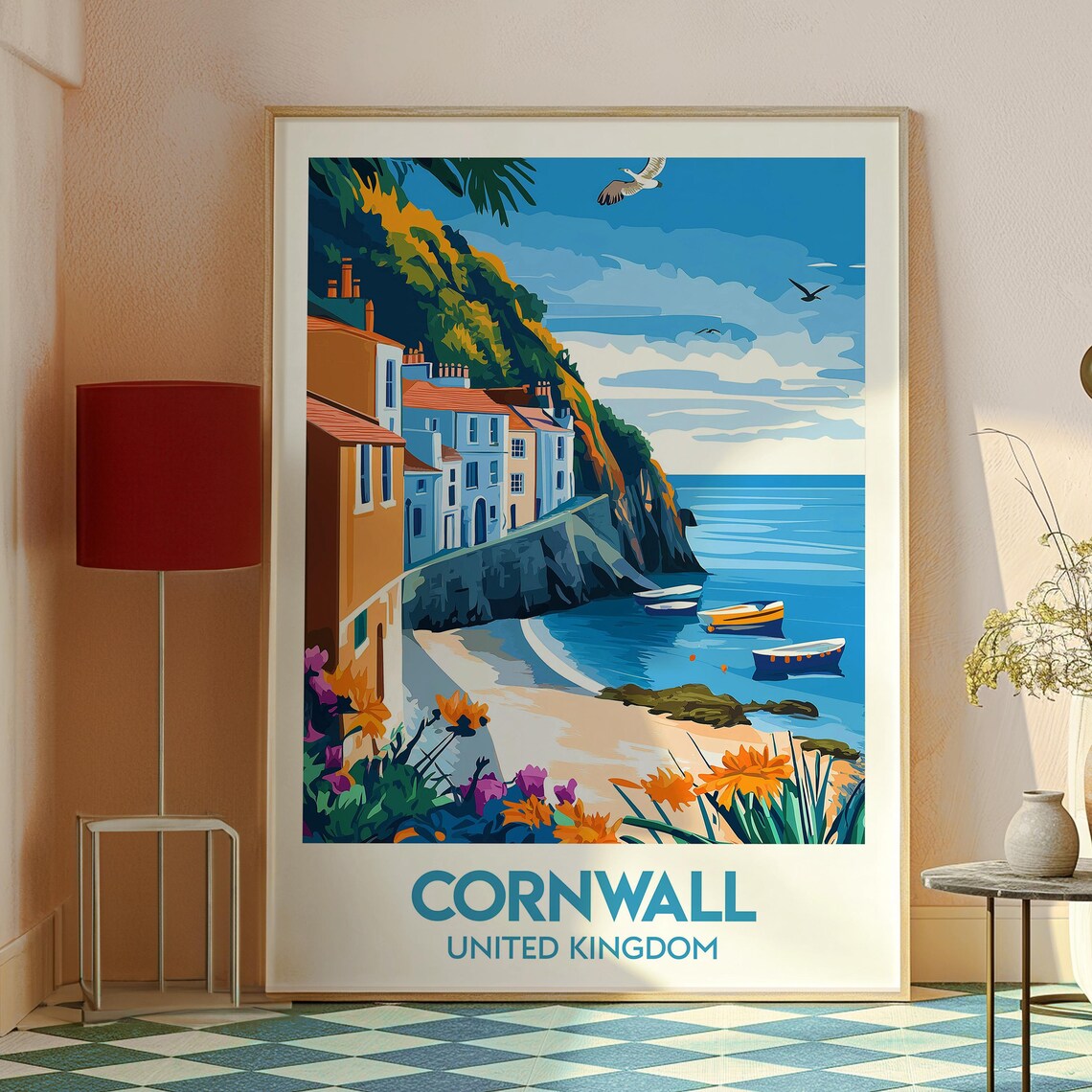 Cornwall United Kingdom Coastal Fishing Village Cliffs Poster - Image 2