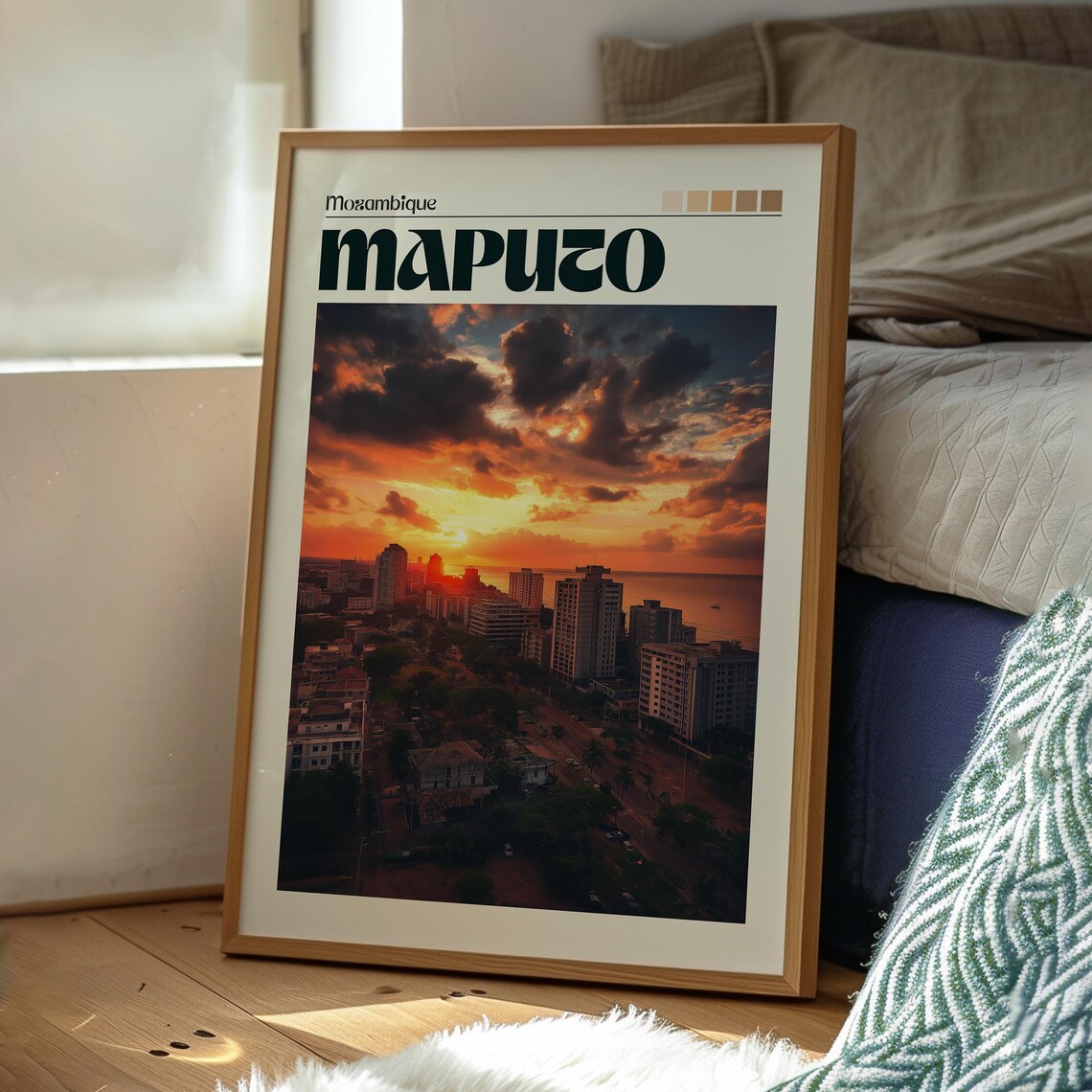 Maputo Mozambique Coastal City Sunset Skyline Ocean View Poster - Image 3