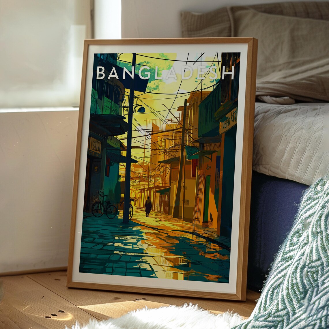 Bangladesh Moody Old Town Alley Sunset Street Scene Travel Poster - Image 3