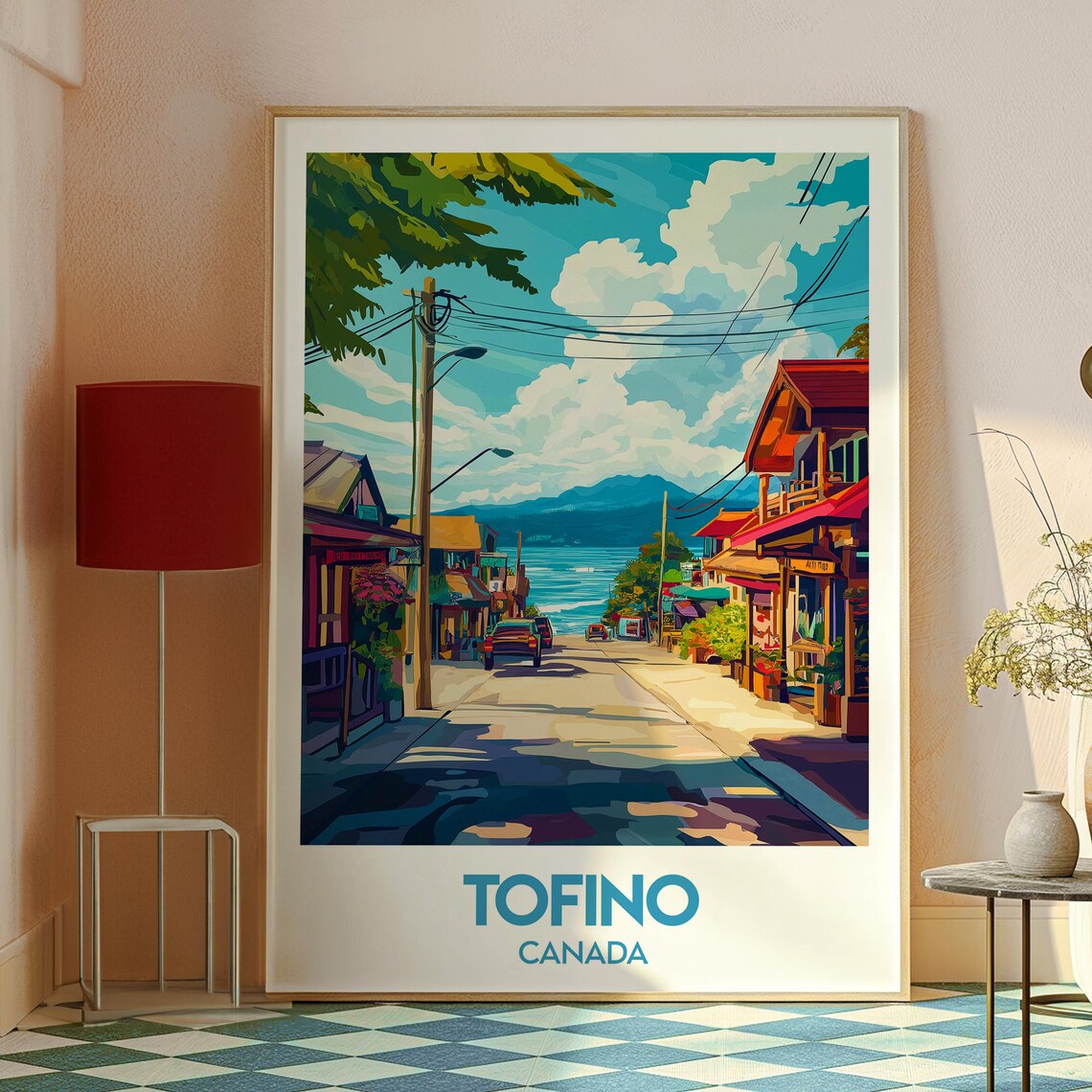 Tofino Canada Coastal Town Street Ocean View Surf Travel Poster - Image 2