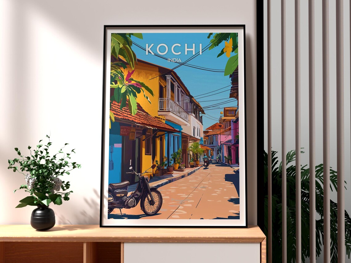 Kochi India Colonial Street Vibrant Kerala Heritage Travel Poster