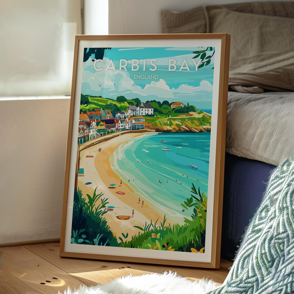 Carbis Bay England Turquoise Water Beach Village Coastal Poster - Image 3