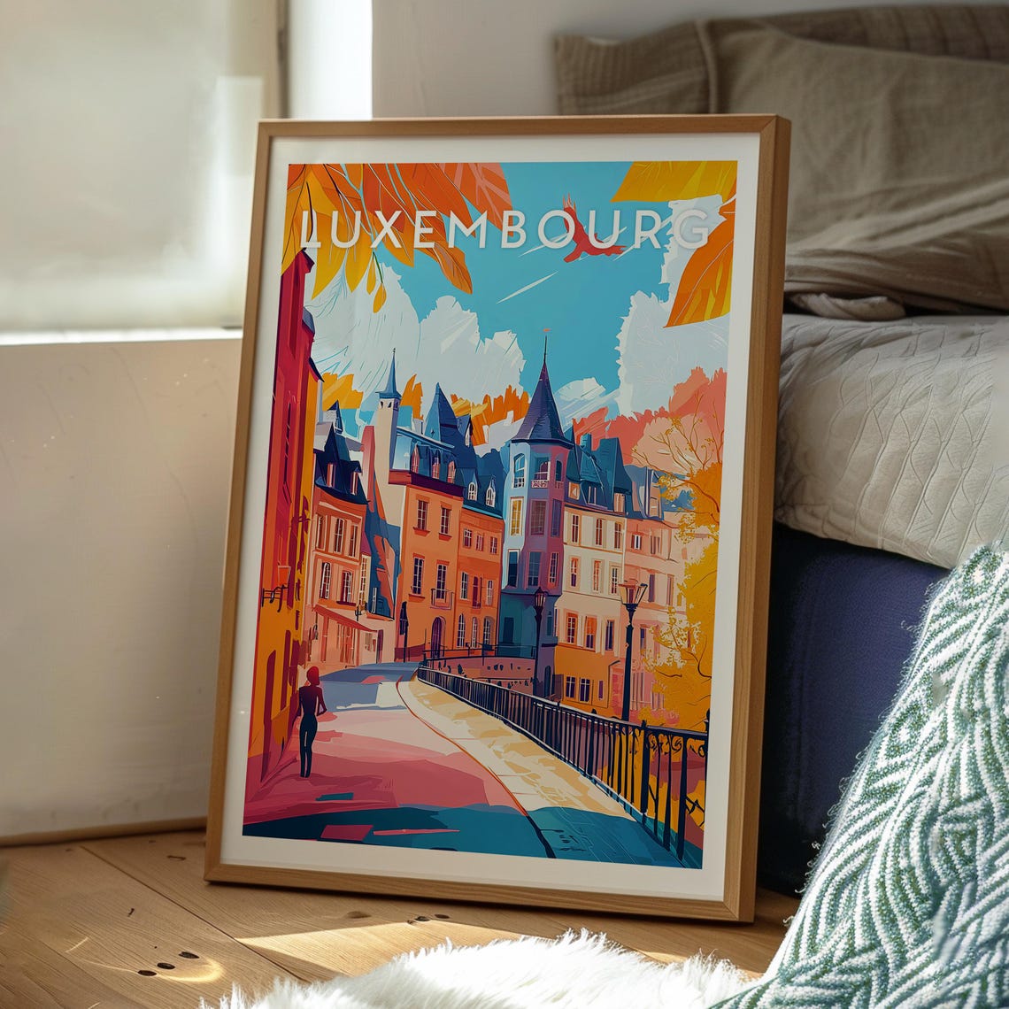 Luxembourg Autumn Street Colorful Buildings Fall City Poster - Image 3