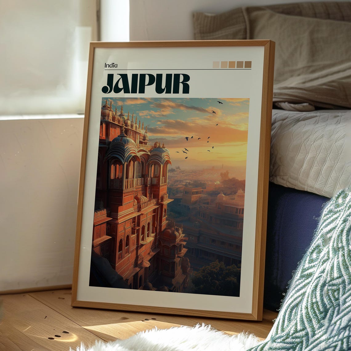 Jaipur India Hawa Mahal Sunset Palace Cityscape Travel Poster - Image 3