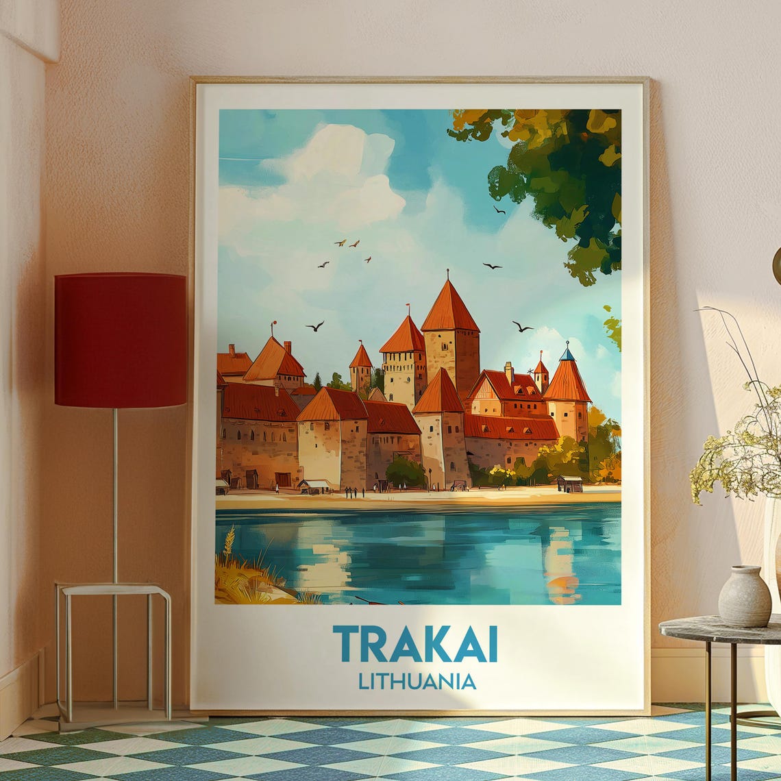 Trakai Lithuania Island Castle Lake View Historic Travel Poster - Image 2