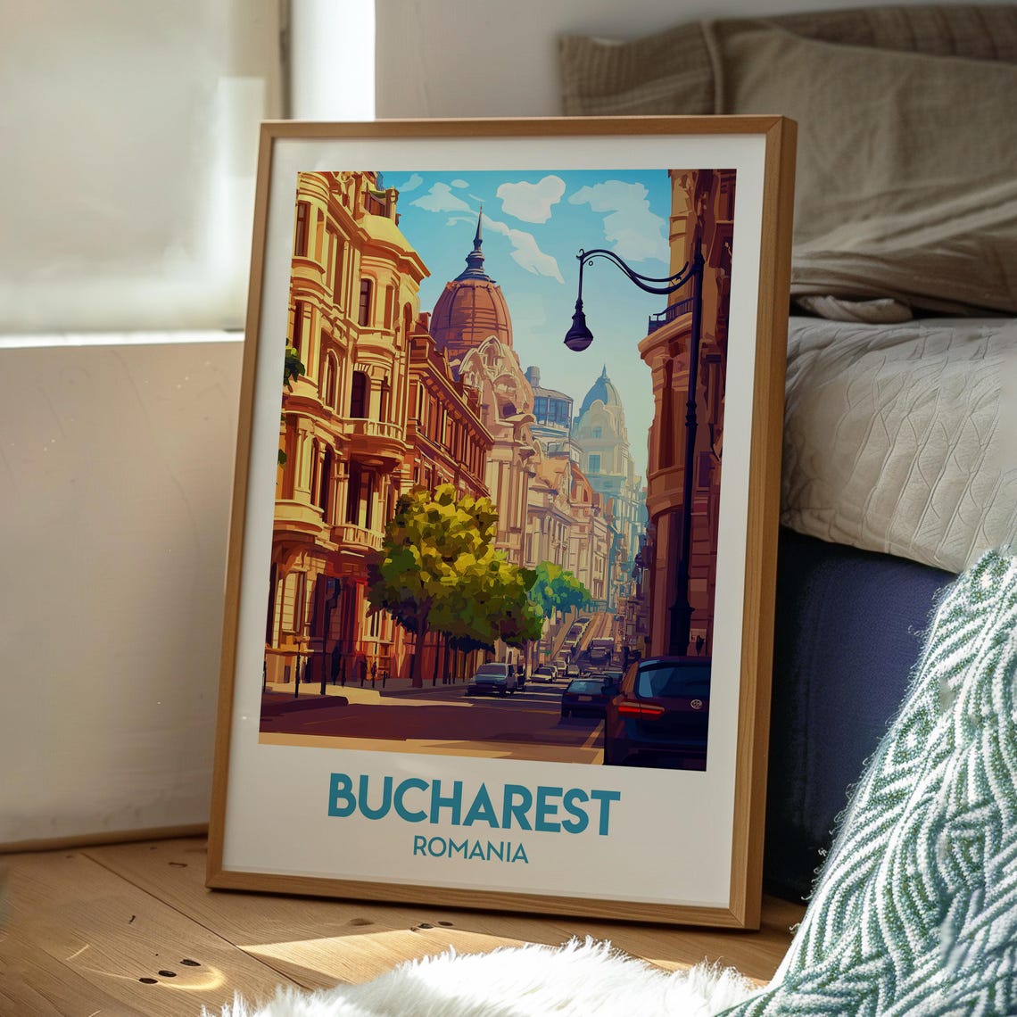 Bucharest, Romania Travel Poster Art Print - Image 3