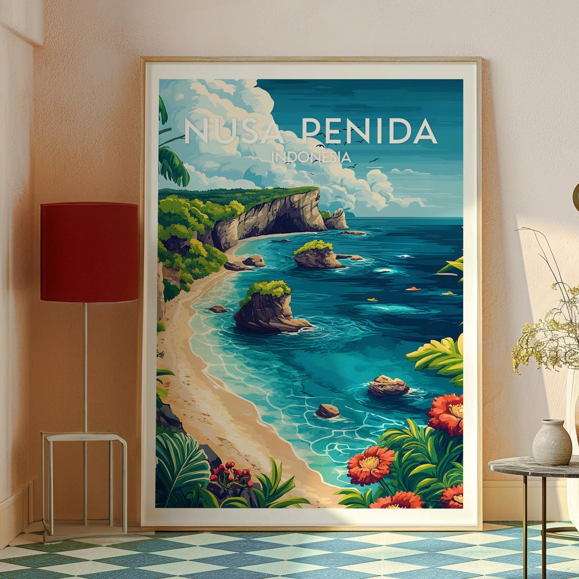 Nusa Penida Indonesia Dramatic Cliffs Beach Cove Travel Poster - Image 2