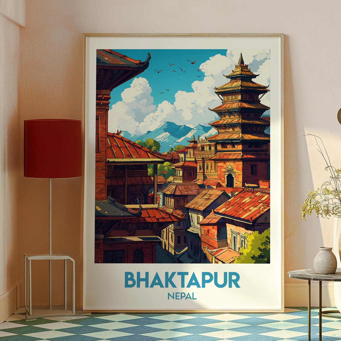 Bhaktapur Nepal Himalaya Sacred Temples Old Town Travel Poster - Image 2