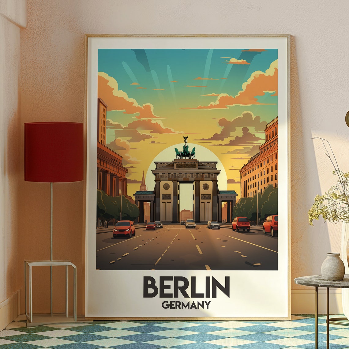 Berlin Germany Brandenburg Gate Evening Sunset Street Poster - Image 2
