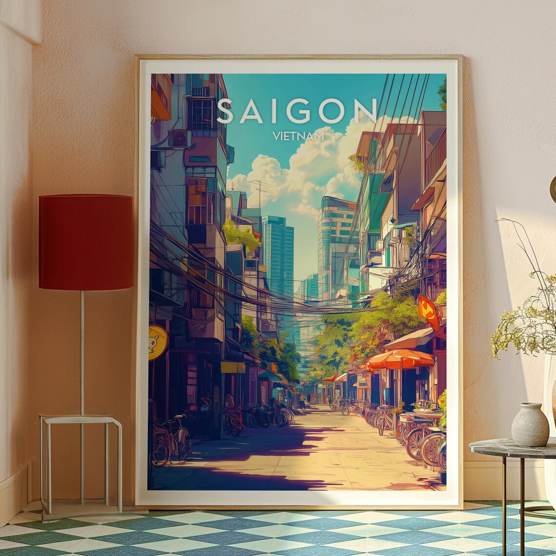 Saigon Vietnam Bustling Street Scooters City Life Travel Poster - Image 2
