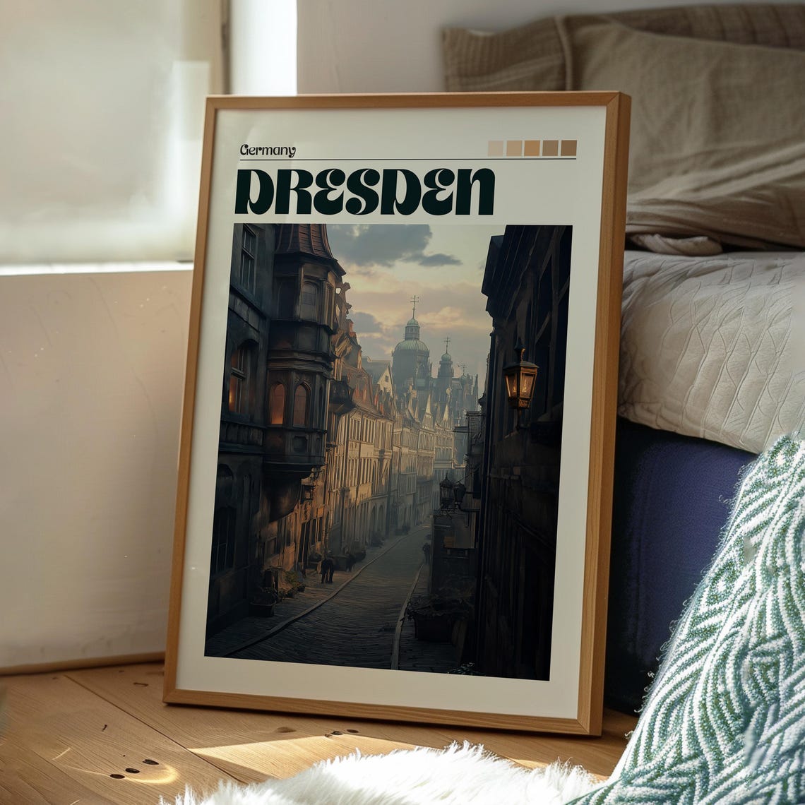 Dresden Germany Historic Old Town Alley Church Towers Travel Poster - Image 3