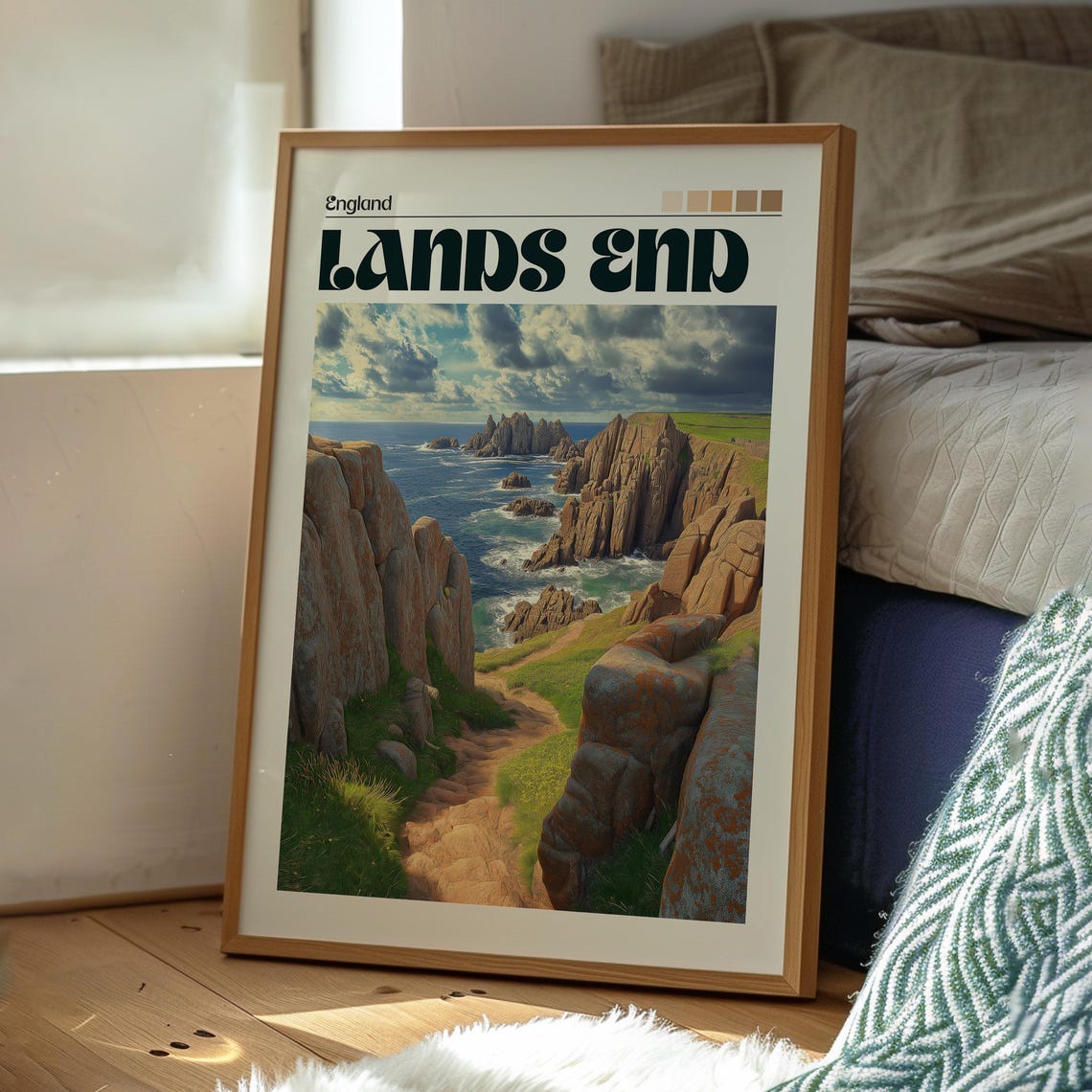 Lands End England Cornwall Rocky Sea Cliffs Ocean View Poster - Image 3