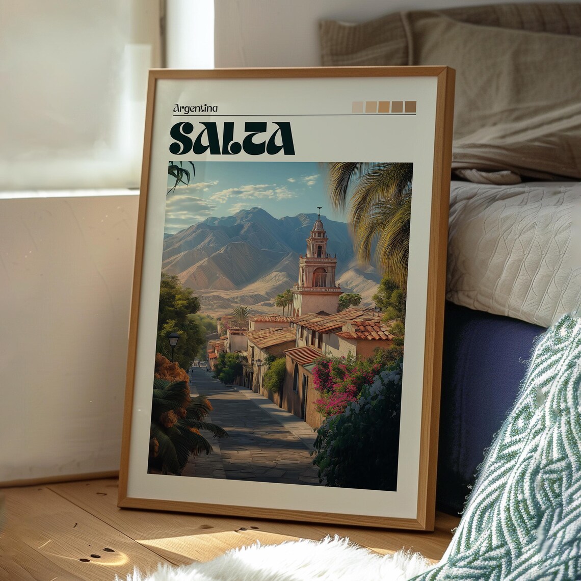 Salta Argentina Colonial Street Church Andes Vintage Travel Poster - Image 3