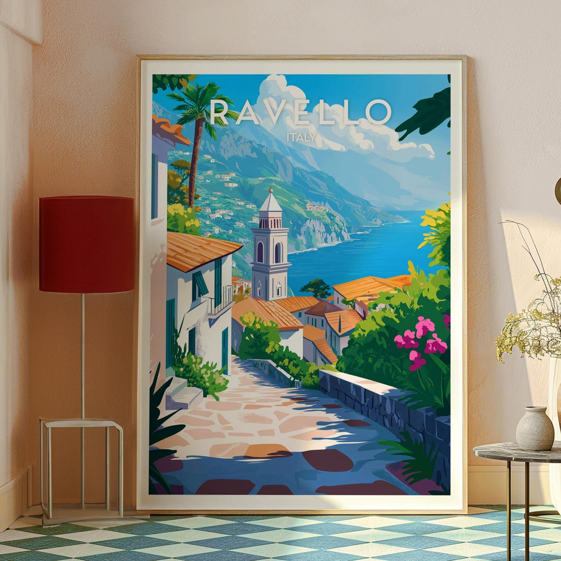 Ravello Italy Coastal Village Path Sea Cliffs Vintage Art Poster - Image 2
