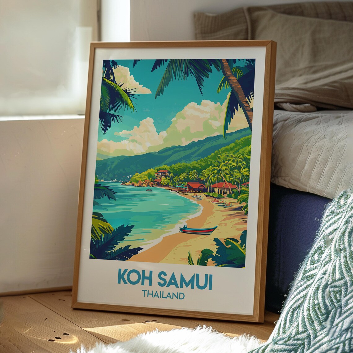 Koh Samui Thailand Beach Boat Serene Island Tropical Travel Poster - Image 3