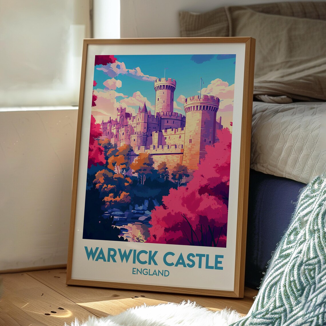 Warwick Castle England Medieval Towers Turrets Travel Art Poster - Image 3
