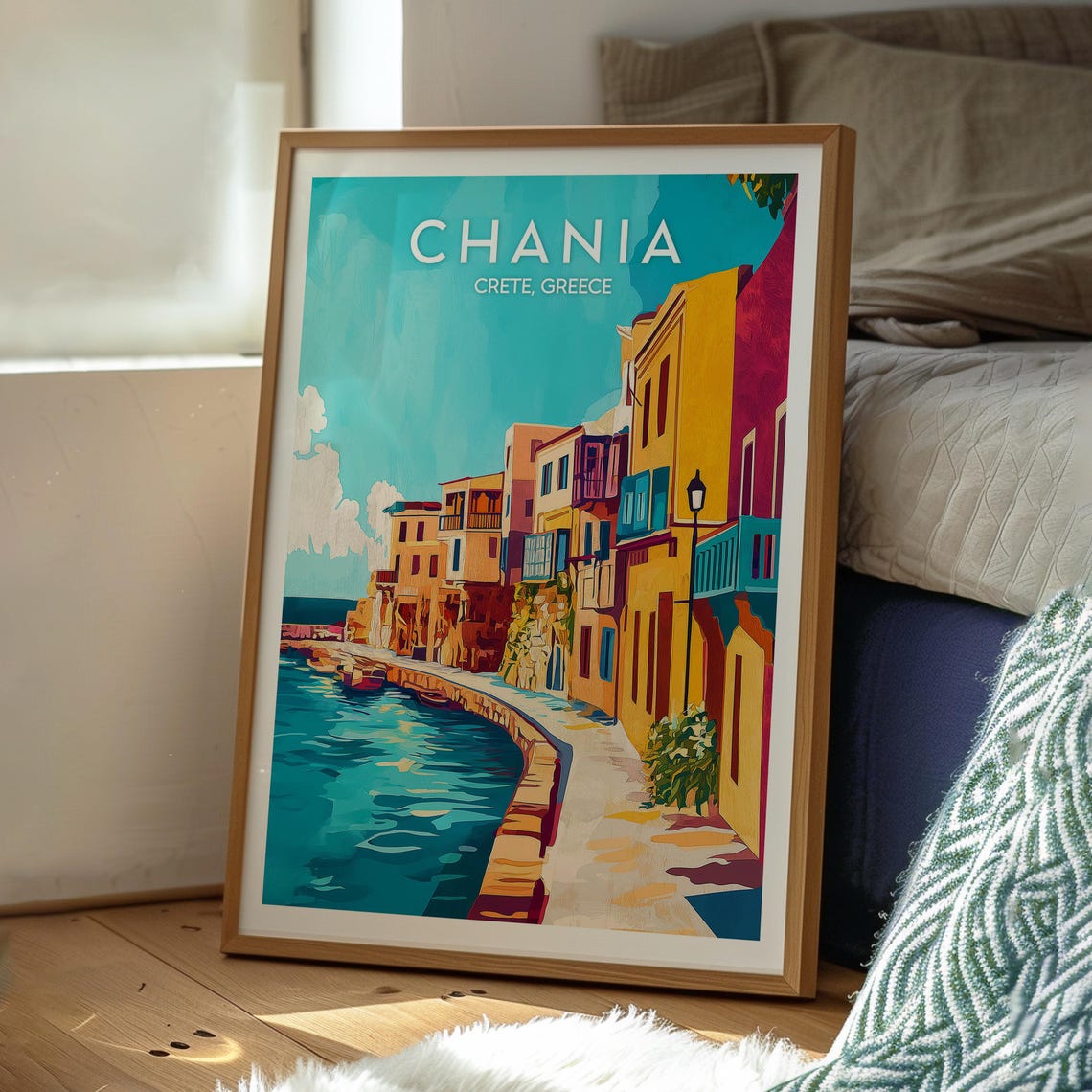 Chania Crete Greece Waterfront Harbour Old Town Seaside Travel Poster - Image 3