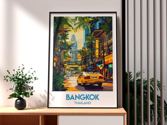 Bangkok Travel Print Thailand Wall Art Bkk Street Poster Backpacking Gift For Traveller Thai