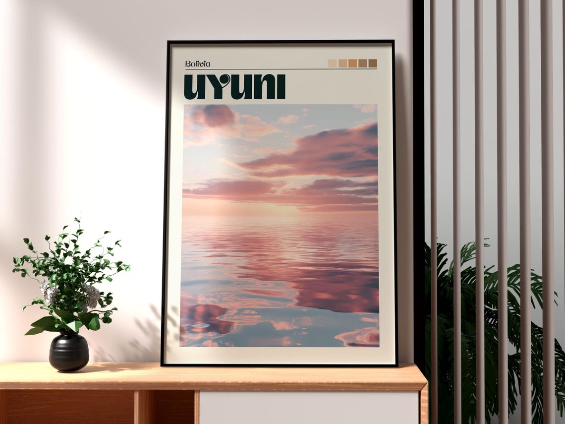 Uyuni Poster Bolivia Art Travel Print Wall Salt Flats South America