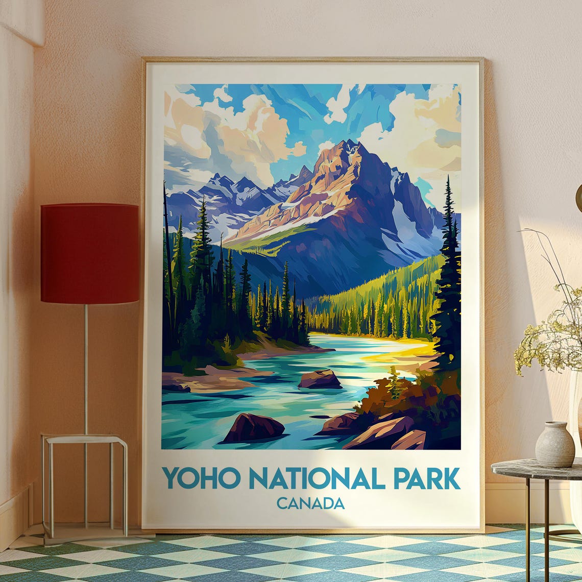 Yoho National Park Canada Rocky Mountain River Vintage Travel Poster - Image 2