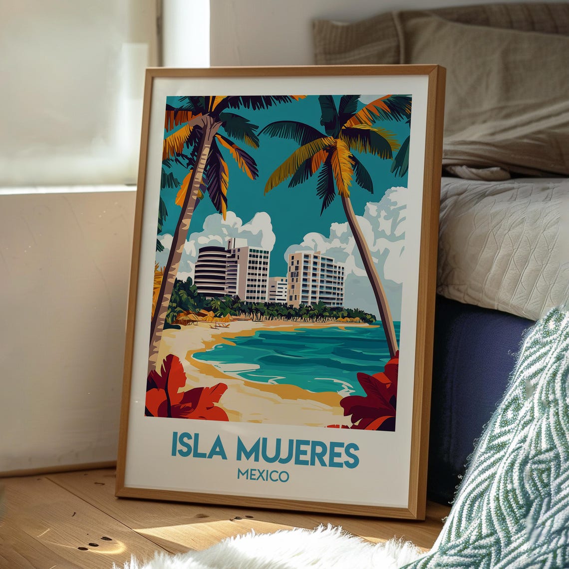 Isla Mujeres Mexico Tropical Beach Resort Palm Tree Travel Poster - Image 3