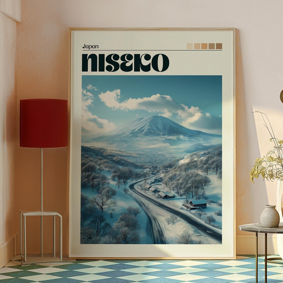 Niseko Japan Snowy Mountain Winter Road Ski Resort Travel Poster - Image 2