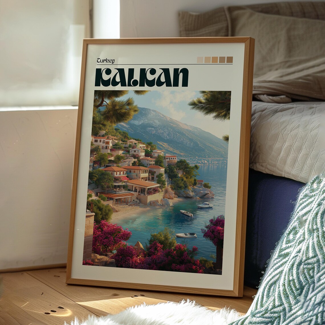 Kalkan Turkey Turquoise Bay Coast Town Bougainvillea Travel Poster - Image 3