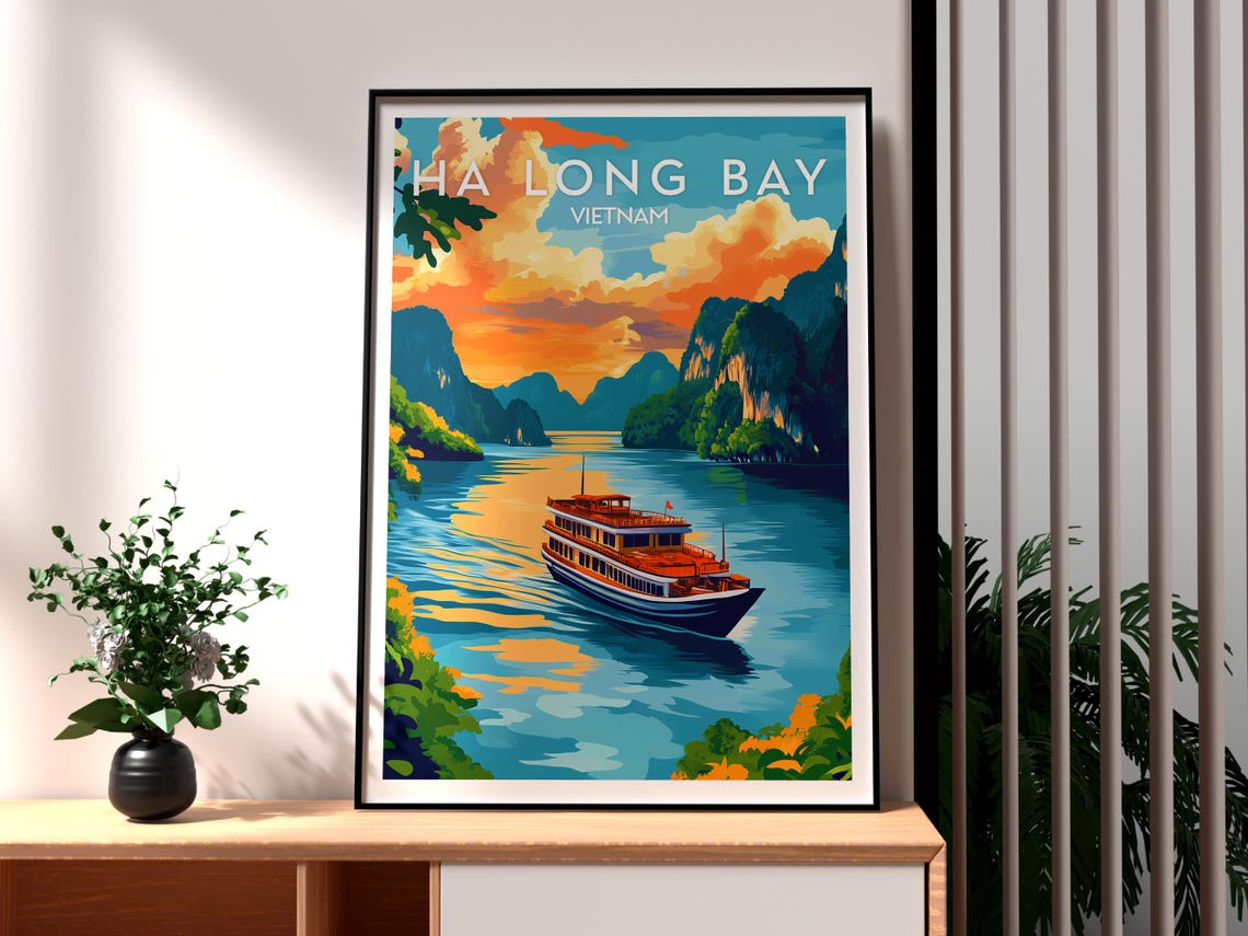 Ha Long Bay Print Vietnam Wall Art Poster Travel Backpacking Se Asia North
