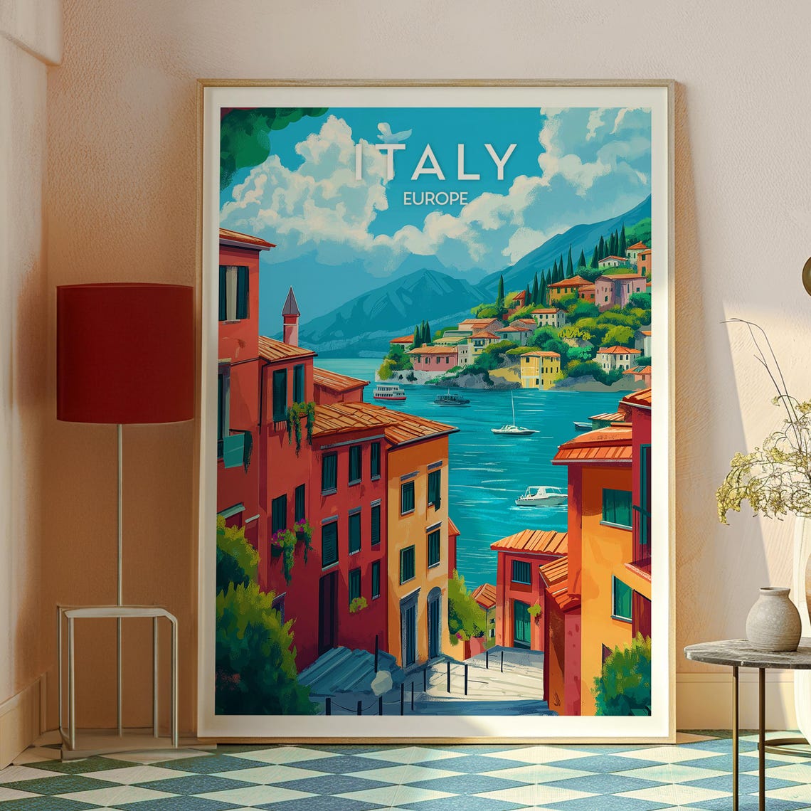 Italy Europe Colorful Coastal Town Seaside Village Harbor Poster - Image 2