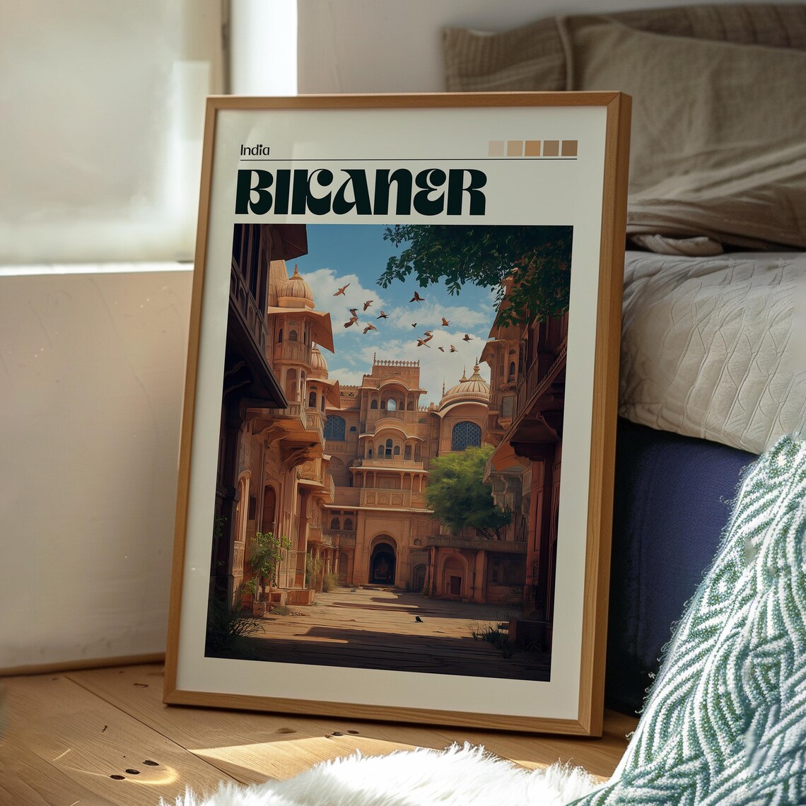 Bikaner India Sandstone Palace Courtyard View Scene Travel Poster - Image 3