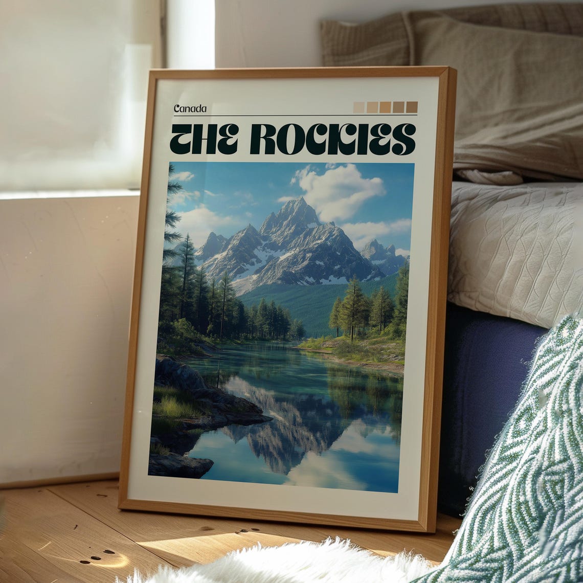 The Rockies Canada Alpine Lake Mirror Peak Retro Travel Poster - Image 3