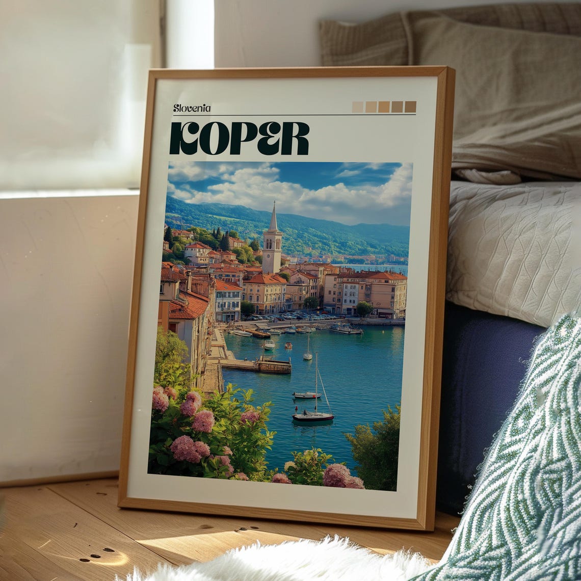 Koper Slovenia Adriatic Harbor Old Town Church Tower Travel Poster - Image 3