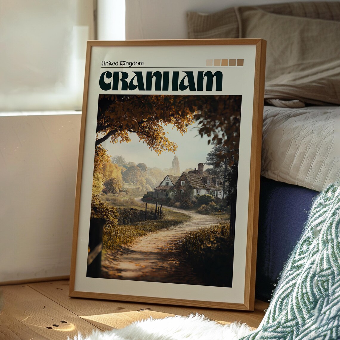 Cranham England Autumn Cottage Countryside Lane Travel Poster - Image 3