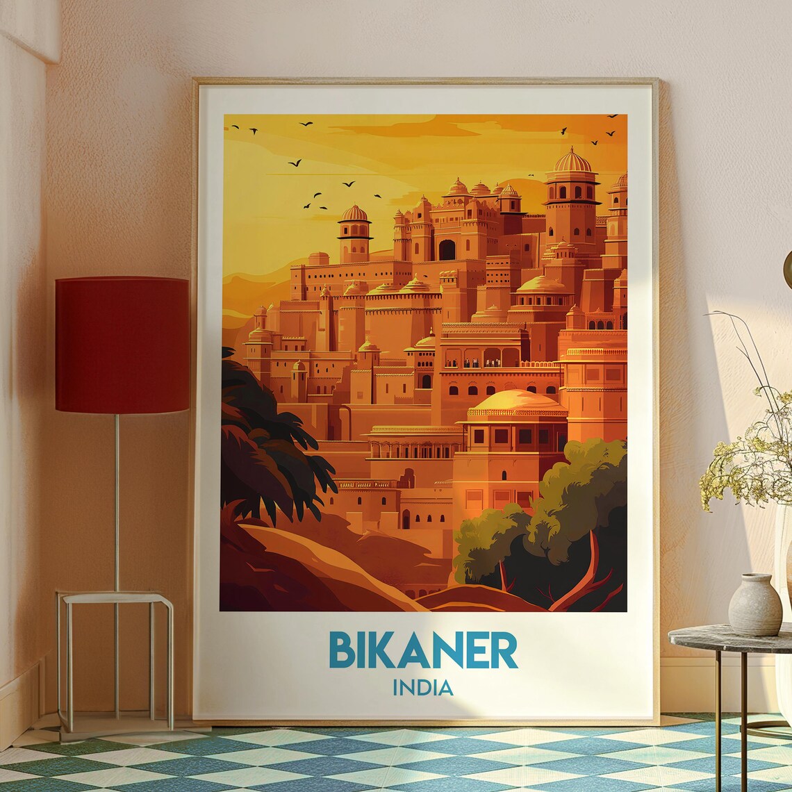 Bikaner India Fort Palace Sunset Desert Kingdom Travel Poster - Image 2