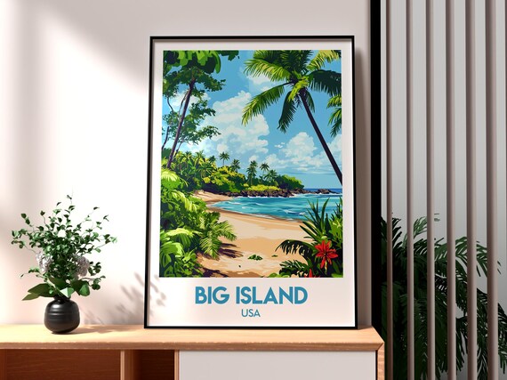 Big Island Hawaii USA Palm Beach Tropical Island Travel Poster