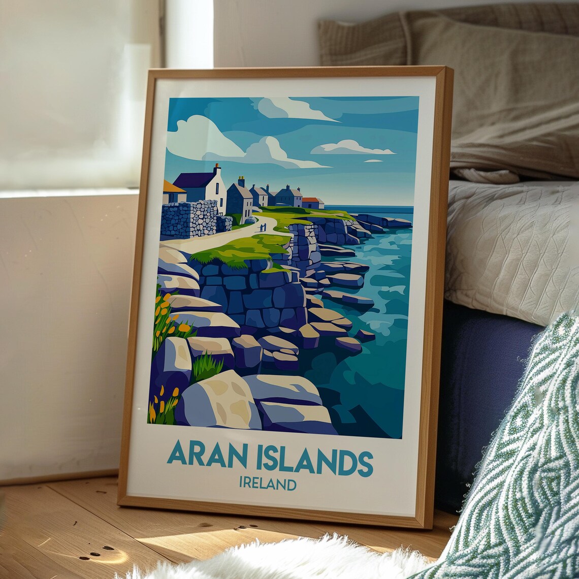 Aran Islands Ireland Rocky Coastline Fishing Village Travel Poster - Image 3
