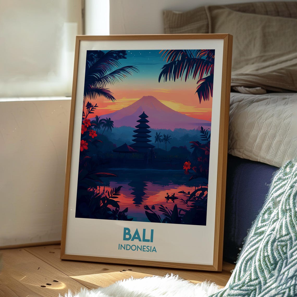 Bali Travel Print Wall Art Rice Fields Poster Backpacking Gift For Traveller Indonesia - Image 3