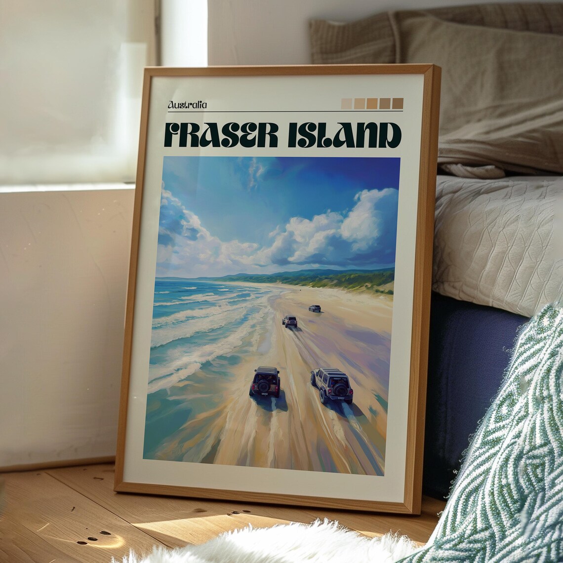Fraser Island Australia Travel Poster, Coast Jeeps - Image 3